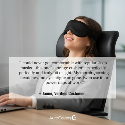 AuraCovers™ Weighted Memory Sleep Mask + Bonus Ear Plugs